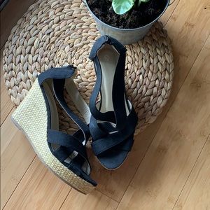 Black Wedge Sandals